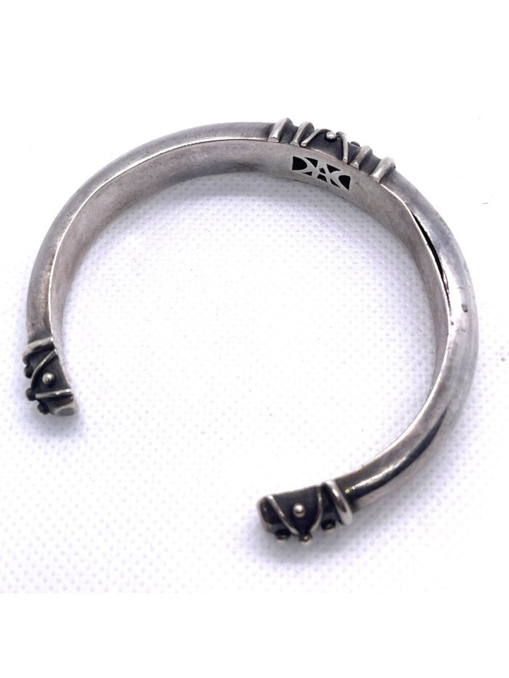 Vintage Deborah Armstrong 925 Sterling Silver Hollow Dome Cuff Bracelet Signed - Picture 8 of 16